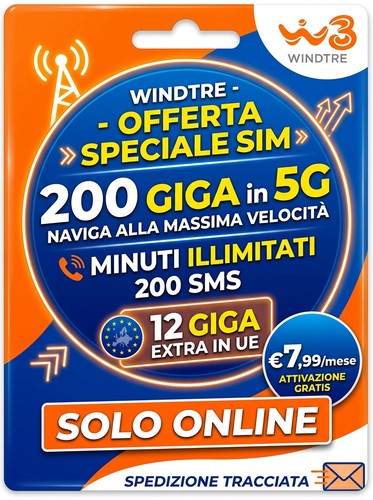 Sim windtre 200 giga - windtre, 5g